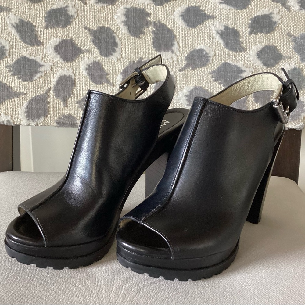 Michael Kors Leather Peep Toe Platform Bootie